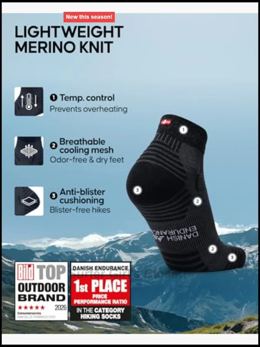 Merino Wool Low-Cut Hiking Socks – Breathable Ankle Socks 3-Pack